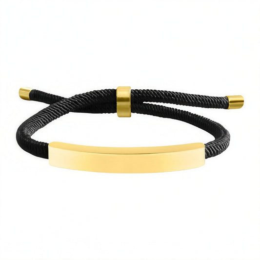 PULSERA ELEGANTE | Blanca con Barra Dorada de Acero Inoxidable