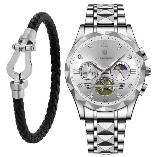MOONPHASE SILVER x Pulsera FRED Force 10 - Black Silver